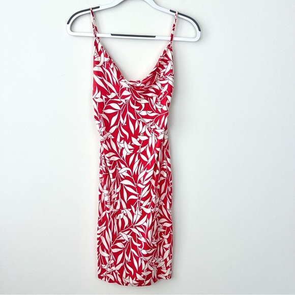 Vintage Silk Diane Von Furstenberg Red Leaf Print Midi Dress - Picture 1 of 6